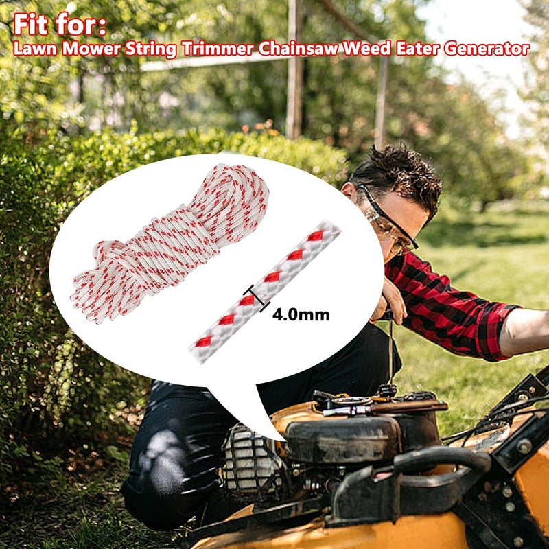 Klfte Recoil Starter Rope Pull Cord 4.0mm 12-Meter/40ft for Lawn Mower Cord Recoil Rope Nylon Starter Cord Recoil Starter Rope - Image 4